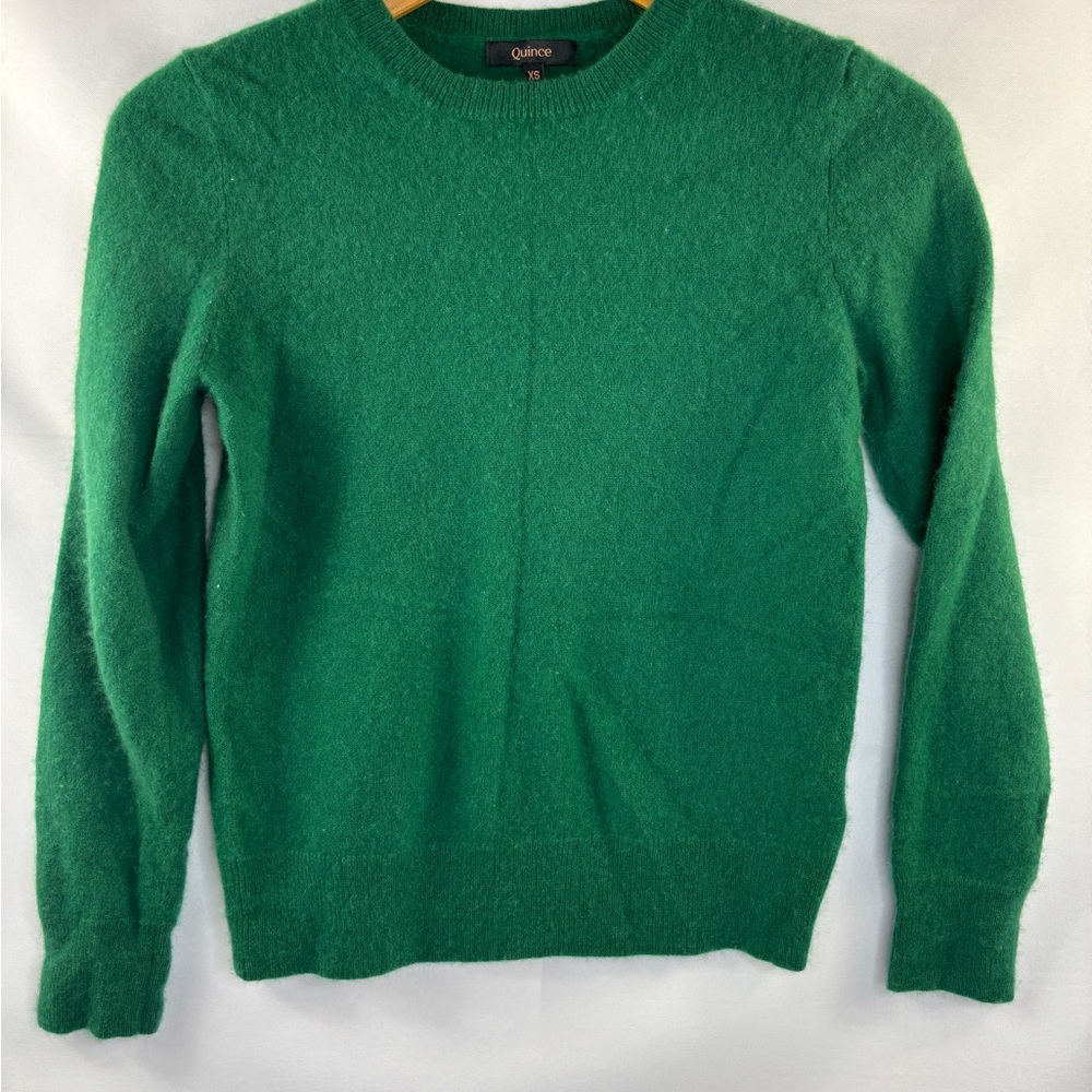 Quince Mongolian Cashmere Crewneck Sweater Everglade Green XS